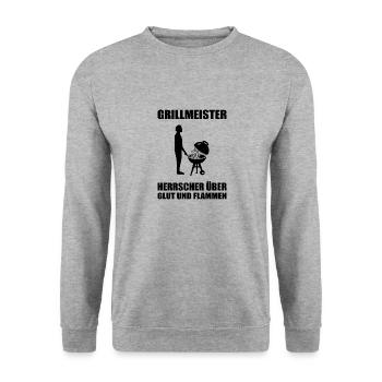 BBQ - Unisex Pullover - Weißgrau meliert - Vorne - Alina (178cm) & Michal (187cm)