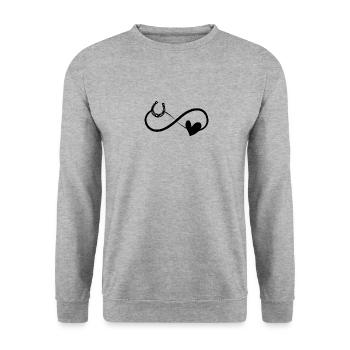 Ich liebe mein Pferd Reitsport Pferdeliebe - Unisex Pullover - Weißgrau meliert - Vorne - Alina (178cm) & Michal (187cm)