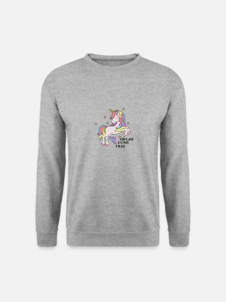 Einhorn, Einhörner, Ich liebe Einhörner, Geschenk - Unisex Pullover - Weißgrau meliert