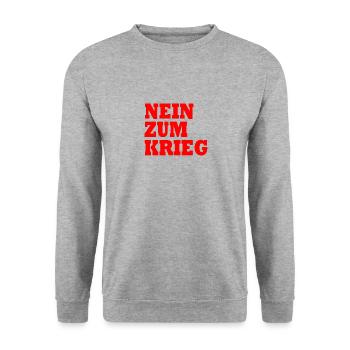 Nein zum krieg - Unisex Pullover - Weißgrau meliert - Vorne - Alina (178cm) & Michal (187cm)