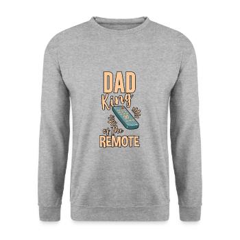 Dad King Of The Remote 4 - Unisex Sweatshirt - salt & pepper - Front - Alina (178cm) & Michal (187cm)