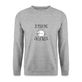 je peux pas j'ai la trisse - Sweat-shirt Unisexe - gris chiné - Devant - Alina (178cm) & Michal (187cm)