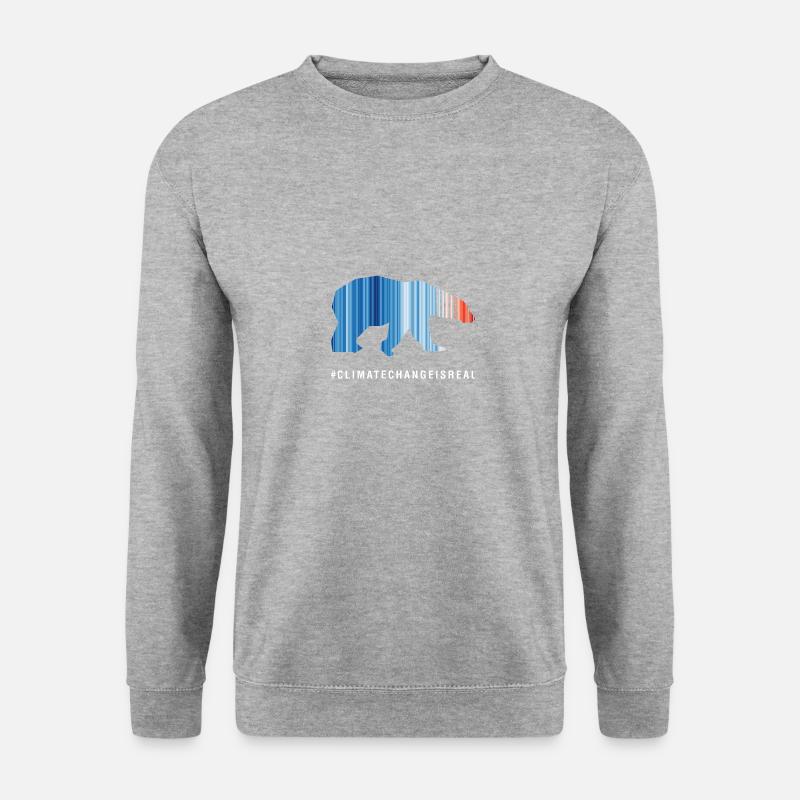 Warming stripes - lose nature / polar bear - Unisex Pullover - Weißgrau meliert