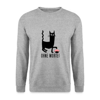 Ohne Worte - Unisex Pullover - Weißgrau meliert - Vorne - Alina (178cm) & Michal (187cm)