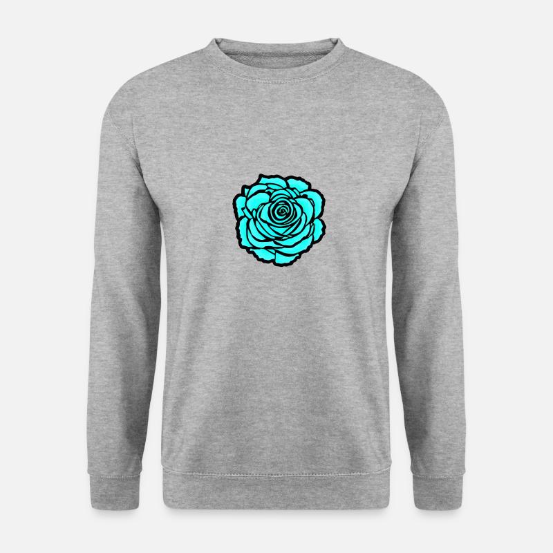 Blaue Rose - Unisex Pullover - Weißgrau meliert