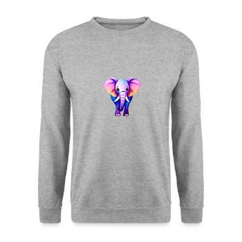 Süßer Elefant - Unisex Pullover - Weißgrau meliert - Vorne - Alina (178cm) & Michal (187cm)