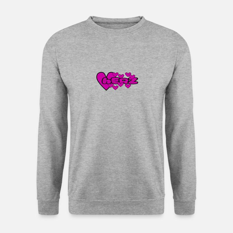 Herz - Unisex Pullover - Weißgrau meliert