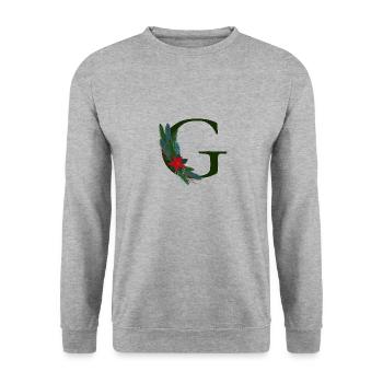 G – dekoratives Schriftzeichen – Weihnachten - Unisex Pullover - Weißgrau meliert - Vorne - Alina (178cm) & Michal (187cm)