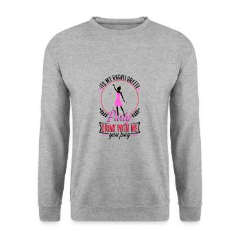 Its my bachelorette party drink with me you pay - Unisex Sweatshirt - salt & pepper - Front - Alina (178cm) & Michal (187cm)