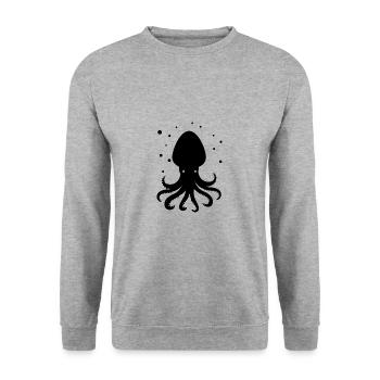 Oktopus Krake Zootier Meereswesen Tentakel - Unisex Pullover - Weißgrau meliert - Vorne - Alina (178cm) & Michal (187cm)