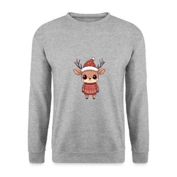 Bande dessinée de Noël cerf - Sweat-shirt Unisexe - gris chiné - Devant - Alina (178cm) & Michal (187cm)