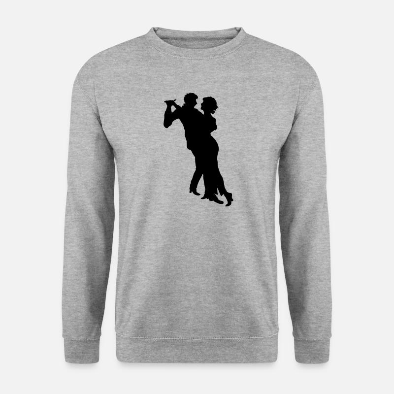 Tanzende, tanzende Paarschattenillustration - Unisex Pullover - Weißgrau meliert