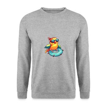 Papagei Comic Cool - Unisex Pullover - Weißgrau meliert - Vorne - Alina (178cm) & Michal (187cm)