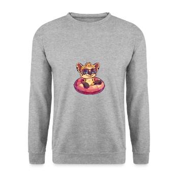 Hyäne Comic Cool - Unisex Pullover - Weißgrau meliert - Vorne - Alina (178cm) & Michal (187cm)