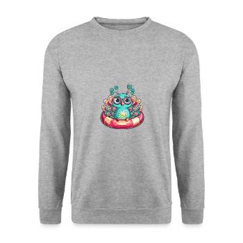 Pfau Vogel Comic Cool - Unisex Pullover - Weißgrau meliert - Vorne - Alina (178cm) & Michal (187cm)