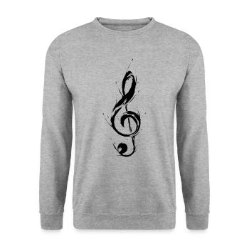 Violinschlüssel Musik - Unisex Pullover - Weißgrau meliert - Vorne - Alina (178cm) & Michal (187cm)