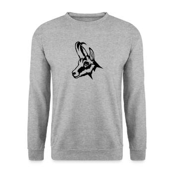 chamois animal sauvage 1102 - Sweat-shirt Unisexe - gris chiné - Devant - Alina (178cm) & Michal (187cm)