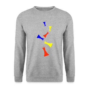 Schachfigur Königin - Unisex Pullover - Weißgrau meliert - Vorne - Alina (178cm) & Michal (187cm)