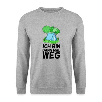 Urlaub Zelt Zelten - Unisex Pullover - Weißgrau meliert - Vorne - Alina (178cm) & Michal (187cm)