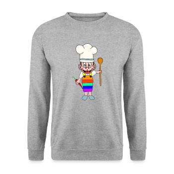 LGBT KOCH Köche Köchin Regenbogen Küche - Unisex Pullover - Weißgrau meliert - Vorne - Alina (178cm) & Michal (187cm)