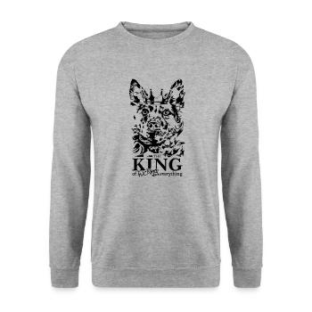 Mudi King of everything Saying Dogs Wilsigns - Unisex Sweatshirt - salt & pepper - Front - Alina (178cm) & Michal (187cm)