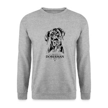 Doberman Dad Hunde Hund Dobermann Wilsigns - Unisex Pullover - Weißgrau meliert - Vorne - Alina (178cm) & Michal (187cm)