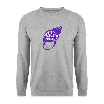 Magische Miesmuschel Frag doch einfach nochmal - Unisex Pullover - Weißgrau meliert - Vorne - Alina (178cm) & Michal (187cm)