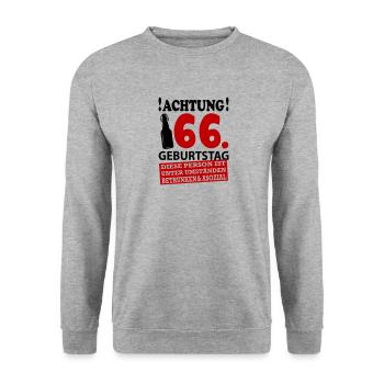 66 Geburtstag Besoffen Alkohol Jahre - Unisex Pullover - Weißgrau meliert - Vorne - Alina (178cm) & Michal (187cm)