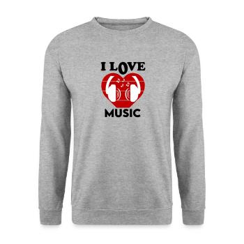 I Love Music Ich liebe Musik Dancing Tanzen DJ - Unisex Pullover - Weißgrau meliert - Vorne - Alina (178cm) & Michal (187cm)