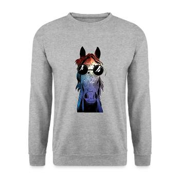 HORSE RIDING HORSE HEAD - Unisex Sweatshirt - salt & pepper - Front - Alina (178cm) & Michal (187cm)