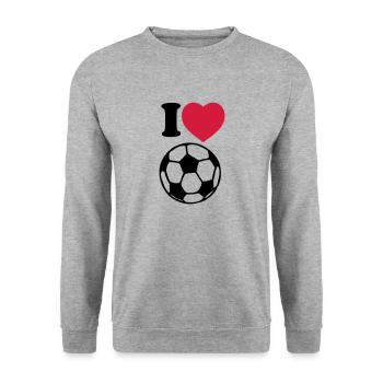 i_love_football - Unisex Pullover - Weißgrau meliert - Vorne - Alina (178cm) & Michal (187cm)