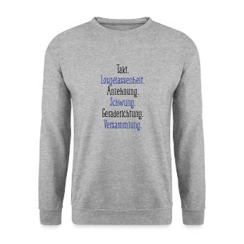 Ausbildungsskala FN 2C - Unisex Pullover - Weißgrau meliert - Vorne - Alina (178cm) & Michal (187cm)