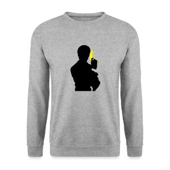 Agent BANANA - Sweat-shirt Unisexe - gris chiné - Devant - Alina (178cm) & Michal (187cm)