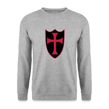 templar cross - Unisex Sweatshirt - salt & pepper - Front - Alina (178cm) & Michal (187cm)