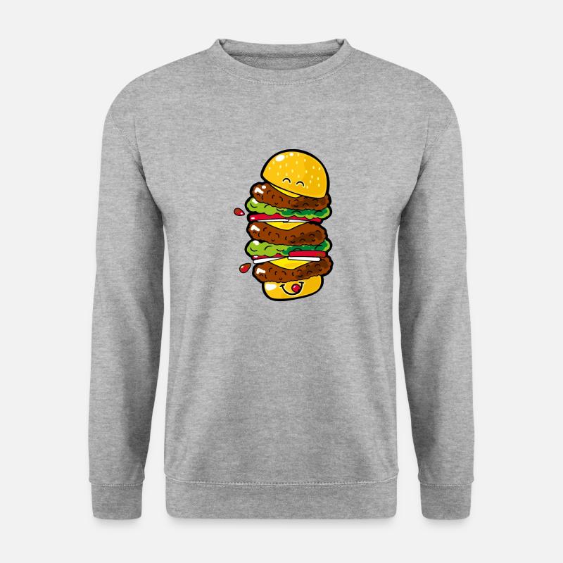 Smiley Big Burger - Unisex Pullover - Weißgrau meliert