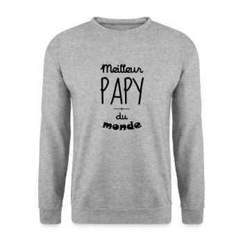 Grandfather Grandpa Family Papi Papy Großvater - Unisex Sweatshirt - salt & pepper - Front - Alina (178cm) & Michal (187cm)