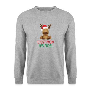 bébé premier noel bébé renne body bébé cadeau noel - Sweat-shirt Unisexe - gris chiné - Devant - Alina (178cm) & Michal (187cm)