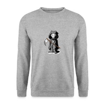 Trois chats noirs déguisés en mort - Sweat-shirt Unisexe - gris chiné - Devant - Alina (178cm) & Michal (187cm)