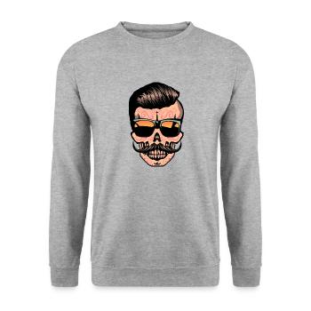 hipster mexicaine tete de mort crane moustache - Sweat-shirt Unisexe - gris chiné - Devant - Alina (178cm) & Michal (187cm)