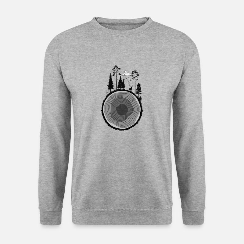 Natur, Wald, Bäume - Unisex Pullover - Weißgrau meliert