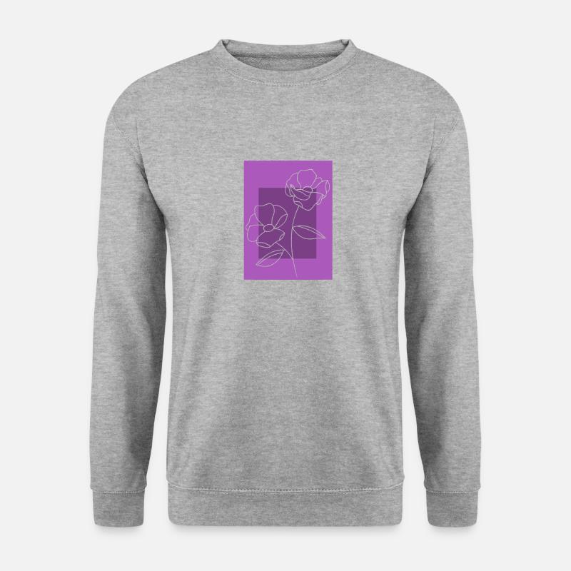 LinienBlumen4 - Unisex Pullover - Weißgrau meliert