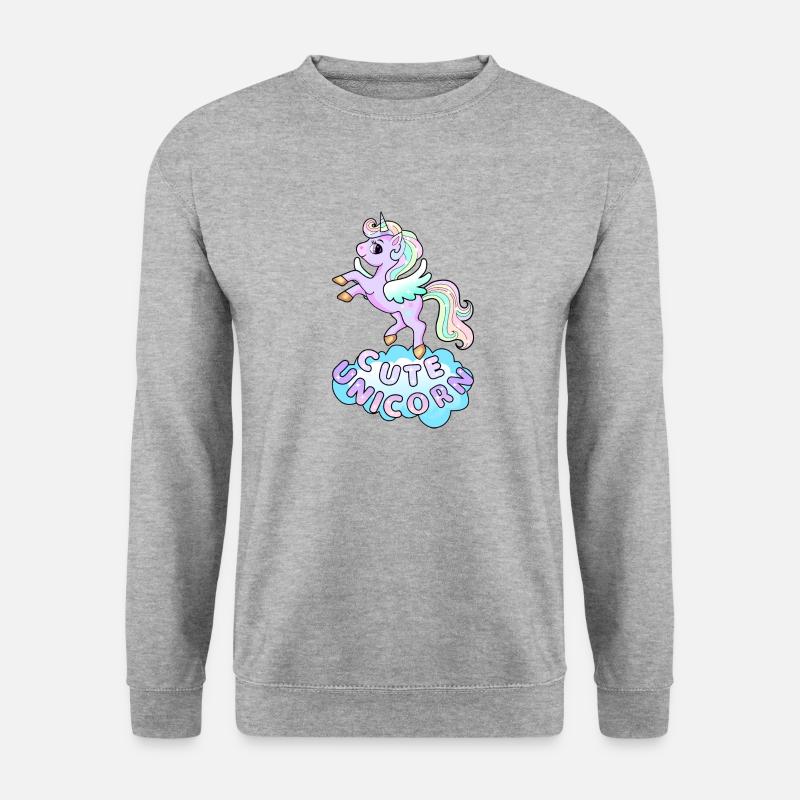 Niedliches Einhorn - Unisex Pullover - Weißgrau meliert