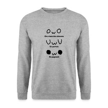 On a tous des démons - Sweat-shirt Unisexe - gris chiné - Devant - Alina (178cm) & Michal (187cm)