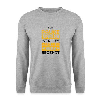 Pauke Geschenke - Unisex Pullover - Weißgrau meliert - Vorne - Alina (178cm) & Michal (187cm)