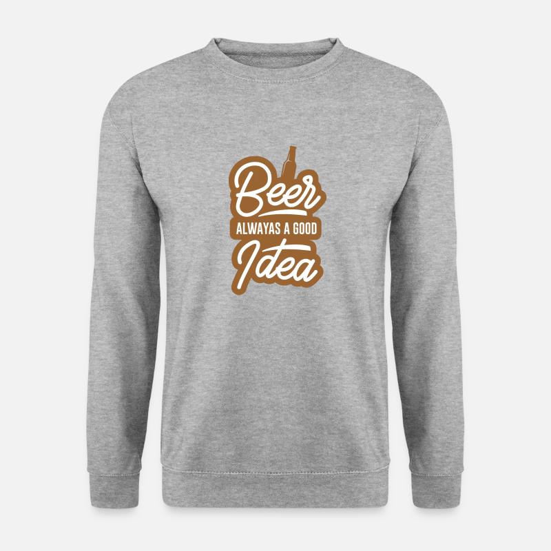 Bier Immer Eine Gute Idee - Unisex Pullover - Weißgrau meliert