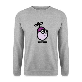 Zinzin - fou - Sweat-shirt Unisexe - gris chiné - Devant - Alina (178cm) & Michal (187cm)