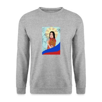 Philippinen Filipina Stolz Flagge Pinay I Geschenk - Unisex Pullover - Weißgrau meliert - Vorne - Alina (178cm) & Michal (187cm)