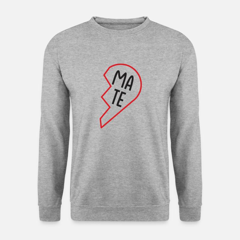 halbes Herz (1/2) - Geschenkidee - Soulmate - Unisex Pullover - Weißgrau meliert