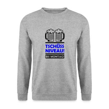 tschüss niveau 2 - Unisex Pullover - Weißgrau meliert - Vorne - Alina (178cm) & Michal (187cm)