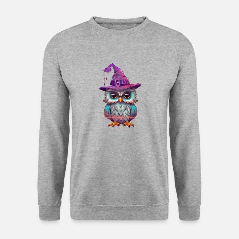 Owl witch with hat - Unisex Sweatshirt - salt & pepper